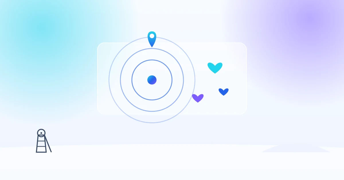Publicité sociale géolocalisée à Lens : cible concentrique sur une carte et icônes sociales